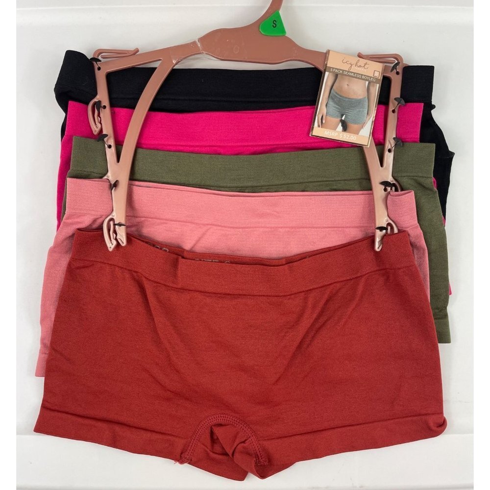 Icy Hot Boyleg Briefs Womens Small 5 Pack Black Green Peach Pink Burnt Orange